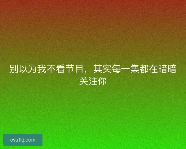 别以为我不看节目,其实每一集都在暗暗关注你 别以为我不看节目,其实每一集都在暗暗关注你